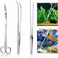 Miniatyrbilde 1 av 5: Akvarieverktøysett tilbehør rustfritt stål akvarietank vanlige plantepinsetter sakseverktøysett fiskeoppstartssett KLB
