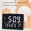 Miniatyrbild 7 av 7: Stor skärm LED-klocka på sängbordet, multifunktionell elektronisk väckarklocka (vit sjal