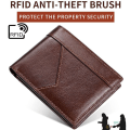 Miniatyrbillede 6 af 7: Syet læder herre pung RFID anti-tyveri pung (sort)