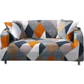 Tryckt stretchsoffaöverdrag, modernt halkfritt 1/2/3/4-sits elastiskt sofföverdrag sofföverdrag (2-sits sofföverdrag: 141-180 cm, flerfärgad-kvadrat) KLB