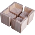Miniatyrbilde 1 av 4: Sett med 4 møbelrisere i tre, møbelrisere for kontor, seng, møbler, løfteføtter for seng, skrivebord, bord (størrelse: 5x5x8cm)