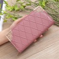 Miniatyrbillede 1 af 7: Kvinde Lang Pung Embossed Diamond Retro Mønster Multi Card Clutch (Gummi Jern