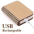 Miniatyrbilde 4 av 5: Trefoldig boklampe i tre, bærbar, varmt lys, USB-lading KLB