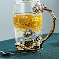 Pikkukuva 3 / 5: Enamel Craft Iris -lasi kahvimuki teekuppi naisten lahjapakkaus