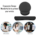 Miniatyrbillede 5 af 5: Musemåtte med håndledsstøtte, memory foam tastaturpude, Easy sort