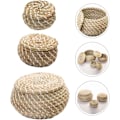 Miniatyrbillede 3 af 8: Pakke med 3 Vævede Sægrørkurve Flettet Rattan Opbevaringskurve Rund Æske