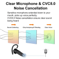 Miniatyrbillede 2 af 5: Bluetooth-øretelefoner V5.0 Trådløst håndfrit headset 24 timer Sort