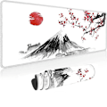 Miniatyrbillede 1 af 6: Gaming Mousepad 800 x 300 mm Japansk Blækmaleri Bjerg Sakura Sol Mount Fuji