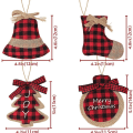 Miniatyrbillede 2 af 7: pcs Rød Sort Ternet Burlap Ornamenter KLB