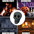 Pikkukuva 4 / 5: 2 kpl keraamiset Halloween-luurangot Realistiset kallopään luut Aaveet