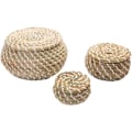 Miniatyrbillede 1 af 8: Pakke med 3 Vævede Sægrørkurve Flettet Rattan Opbevaringskurve Rund Æske