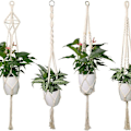 Miniatyrbild 1 av 6: Set med 4 macramé hängande korgar, bomullsrep hängande korgar, blomkrukeväxter