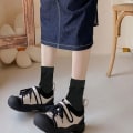 Miniatyrbild 2 av 5: Oat Stripe Stacking Socks, Solid Cotton Tube Socks, Black KLB