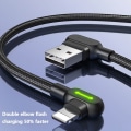 Pikkukuva 3 / 8: Type C -puhelin 90 asteen kaksoiskulmainen LED-pikalatauskaapeli 1,8 metriä KLB