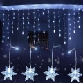 Miniatyrbilde 2 av 5: Snøfnugg gardinlys, 3,5 m, 96 LED-lyssnor, 8 lysmoduser