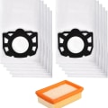 Miniatyrbilde 1 av 4: Passer til Karcher WD4 WD5 WD6 MV4 MV5 MV6 (10 støvposer + 1 HEPA-filter)