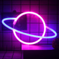 Pikkukuva 1 / 5: Planeetta Neon-kyltti LED-kyltit Vaaleanpunainen Sininen Neonvalo Planeetta Neon-kyltti Lastenhuoneeseen Makuuhuoneen Joululahja Seinäkoriste