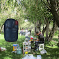 Miniatyrbild 5 av 5: Lättvikts hopfällbar nylon sovsäck utomhus kompressionsnät sovsäck på