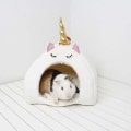 Miniatyrbillede 2 af 4: (Hvid, Størrelse L) Hamsterhus Varm Vinterrede Hvile Marsvin Bedårende Enhjørning Kæledyr Sovebur