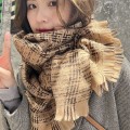 Miniatyrbilde 6 av 6: Sjal for kvinner Rutete pleddsjal Trendy Tartan Sjal Oversized Wrap Kamel KLB