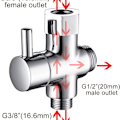 Miniatyrbilde 4 av 5: 3-veis ventil solid messing 3/8\"-12/17 T-adapter avledningsventil for toalett,ve
