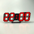 Miniatyrbild 1 av 7: 6609 3D Stereo LED-väckarklocka Vardagsrum 3D Väggklocka Svart Ram Rött Ljus