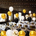 Miniatyrbillede 7 af 8: Sorte guld balloner, 60 stk sorte guld hvide balloner, fødselsdag pynt