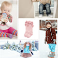 Miniatyrbild 5 av 5: 6 dubbla rosa babystrumpor med rosett höst/vinter 15-17cm KLB