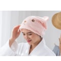 Miniatyrbillede 5 af 5: (Beige+Blå)2stk Tør Hår Hat Hår Håndklæde Mikrofiber Hår Håndklæde Turban Absorberende Ansigtshåndklæder Badehåndklæde Hurtigtørrende Hår Hat