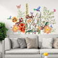 Miniatyrbild 4 av 7: Grönt Gräs Blomma Fjäril Hörn Dekal Sockel List Vägg Dekal