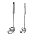 Miniatyrbillede 1 af 5: Køkkenredskabssæt i rustfrit stål, 2 dele. Helt i metal 201# suppeske + 201# nudel