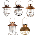 Miniatyrbillede 2 af 6: Vandafvisende solcelledrevet LED-hængelampe i smedejern til udendørs brug (hængende lampe).