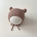 Miniatyrbilde 4 av 5: Baby Heklet Lue Småbarn Søt Bjørn Øre Lue Småbarn Gutter Jenter Kaffe KLB