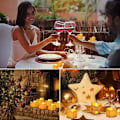 Miniatyrbilde 4 av 5: LED-lys, sett med 12 flammefrie LED-lys med timer, flimrende flamme LED-lys til jul, påske, bryllup, fest (varm hvit) KLB