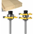 Miniatyrbillede 1 af 5: 8MM skaft Matched Tongue and Groove fræsesæt 3 tænder T-form træskærer Trimning træbearbejdningsværktøj KLB