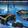 Miniatyrbillede 3 af 6: Bluetooth-adapter til bil, PD 18W & QC3.0 FM-sender til bil Bluetooth 5.0, 9 RGB
