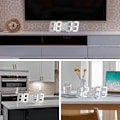 Miniatyrbillede 4 af 4: Digital LED vægur med USB-port - Dæmpbar belyst ur med kalender, alarm, temperaturindikator - Ideel til kontor, hjem, hotel, soveværelse