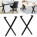 Miniatyrbillede 3 af 5: 2 stk. Metal spisebordben 28 tommer X-form Industrielle stil bordben med justeringspuder Mat sort KLB