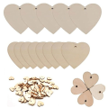 Pikkukuva 2 / 7: 100 kappaleen pakkaus puisia sydänkoristeita, puinen sydän, 80 mm narulla häiden DIY-töihin