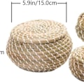 Miniatyrbillede 4 af 8: Pakke med 3 flettede søgræs kurve fletkurve opbevaringskurve runde æsker KLB