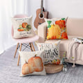Miniatyrbilde 4 av 5: Thanksgiving Day putetrekk, sett med 4 høst bomull og lin dekorative putevar sofa bil hjem dekor putetrekk 45x45 cm (gresskar-B)