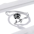 Miniatyrbild 2 av 5: Silver ring rodiumpläterad justerbar ring med ros