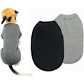 Miniatyrbillede 1 af 4: Bomulds T-shirt til hunde i ensfarvet design - blød og åndbar bomuldsskjorte velegnet til katte og hvalpe (2 stk.) (medium, sort + grå)