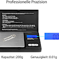 Miniatyrbilde 3 av 5: Lommeskalaer 200 x 0,01 g digitale lommeskalaer, presisjonsvekter, med LCD-skjerm for KLB