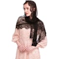 Miniatyrbillede 5 af 5: Katolsk Kapel Slør Spansk Blonder Blomster Mantilla Slør Wrap Sjal Mace Hovedbeklædning Rektangulær Form