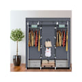 Miniatyrbillede 1 af 5: 69\" Non-Woven Fabric Opbevaringsskab - 9 Hylder inklusive Dobbelt Stang - Grå Farve KLB