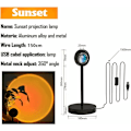Pikkukuva 3 / 5: Auringonlaskun lamppu LED-auringonlaskun lamppu, 1 kpl 16 väriä heijastava lamppu kaukosäätimellä, USB 360° pyörivä yöpöytälamppu, sopii KLB