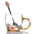 Miniatyrbillede 1 af 6: Håndlavede glas kaffekopper med skeer, 320 ml kopper,