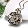 Miniatyrbillede 3 af 5: Vintage lommeur med r mix tal urskive steampunk skelet