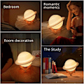 Miniatyrbillede 6 af 8: Månelampe 3D natlys dæmpbar, Papasbox 15cm LED Saturn lampe med